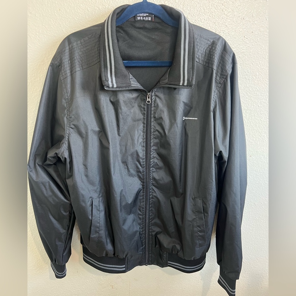 Alpine Swiss Men's Black Bomber Jacket size large